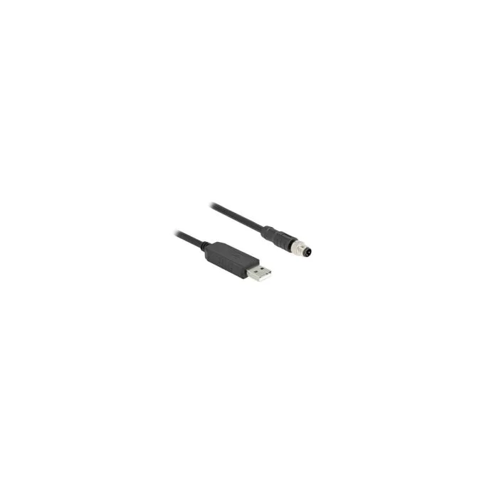 Delock M8 A-kodiert 3 Pin Serielles Anschlusskabel mit FTDI Chipsatz. USB 2.0 Typ-A Stecker zu M8 RS-232 Stecker 1.8 ... — image 1