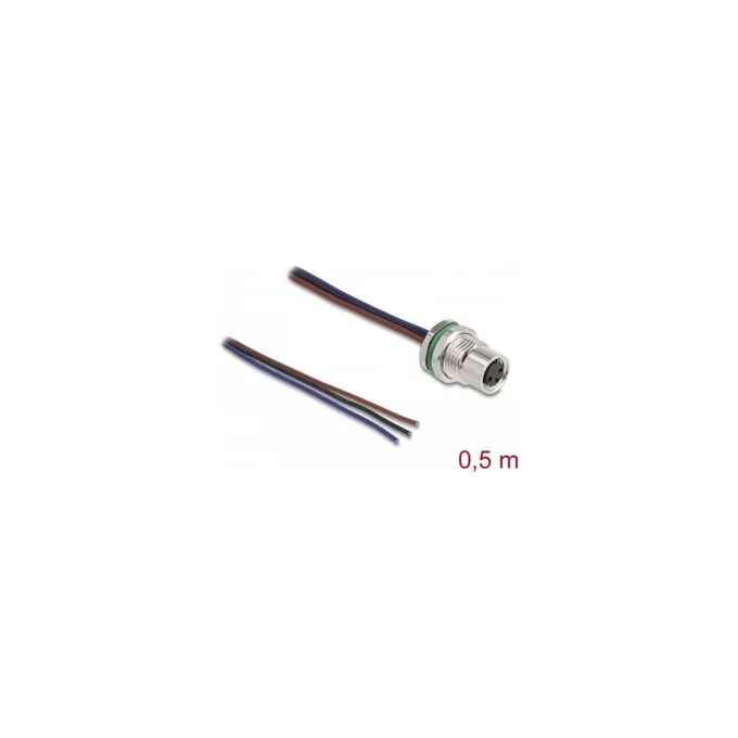 Delock M8 Einbaukabel A-kodiert 3 Pin Buchse für Panel mit offenen Kabeln Front Montage 0,5 m — image 2