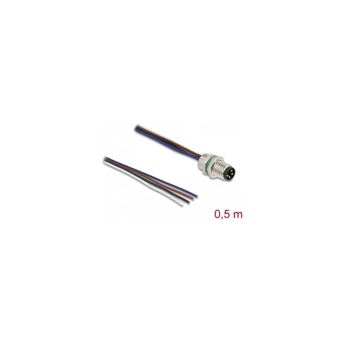 Delock M8 Einbaukabel A-kodiert 4 Pin Stecker für Panel mit offenen Kabeln Front Montage 0,5 m — image 2