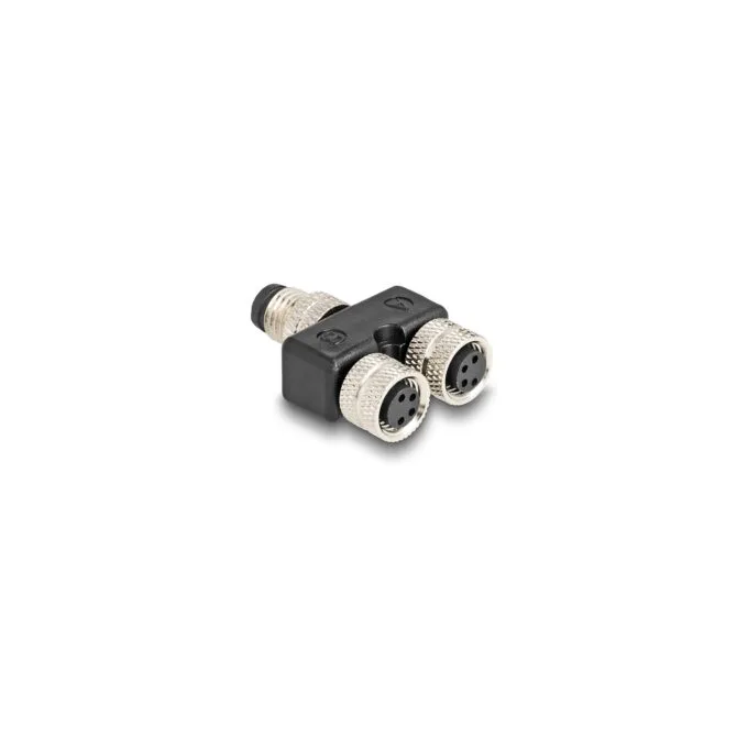 Delock M8 Y-Splitter A-kodiert 4 Pin 1 x Stecker zu 2 x Buchse Parallelschaltung — image 1