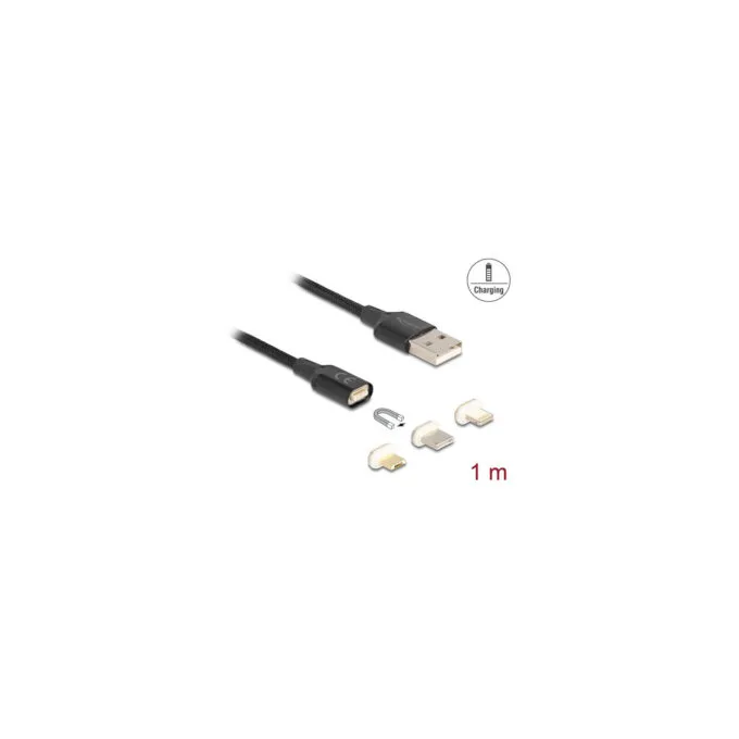 Delock Magnetisches Ladekabel Set für 8 Pin LightningTM Micro USB USB Type-CTM schwarz 1 m — image 2