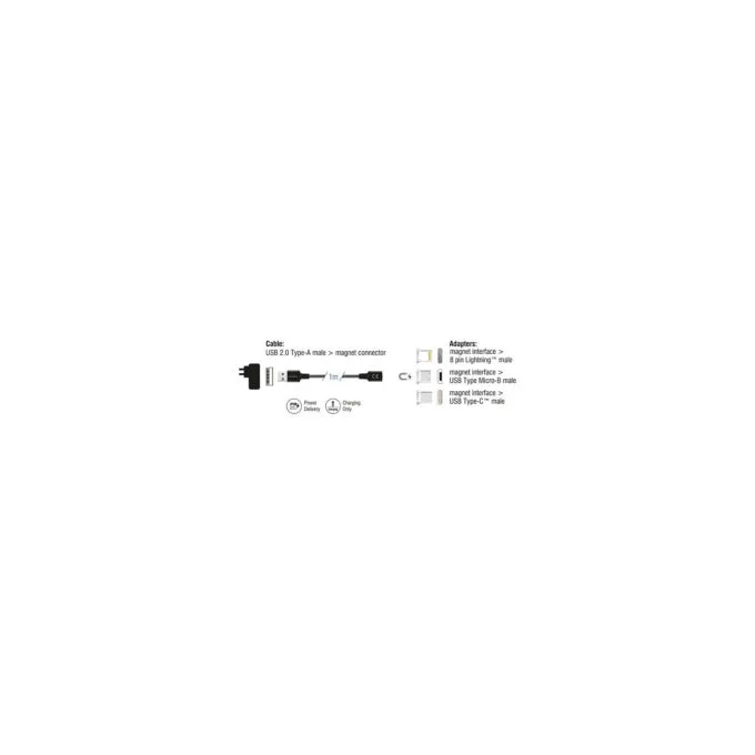 Delock Magnetisches Ladekabel Set für 8 Pin LightningTM Micro USB USB Type-CTM schwarz 1 m — image 3
