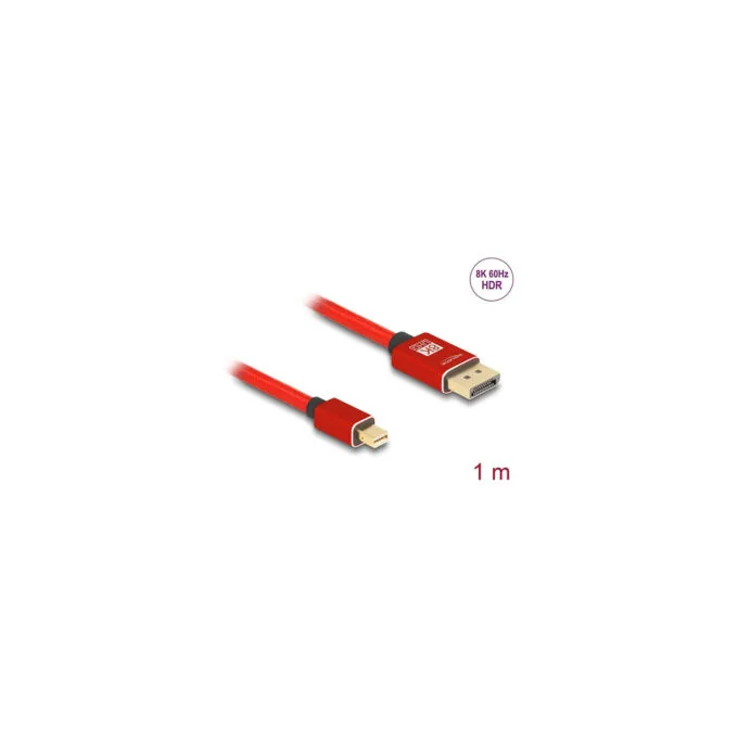 Delock Mini DisplayPort zu DisplayPort Kabel 8K 60 Hz 1 m rot Metall ohne Einrastfunktion — image 2