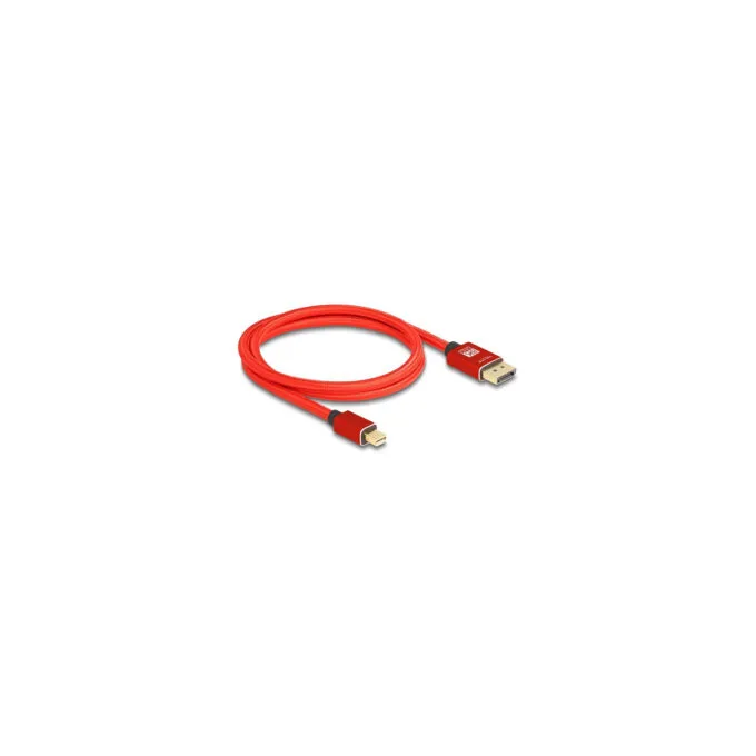 Delock Mini DisplayPort zu DisplayPort Kabel 8K 60 Hz 1 m rot Metall ohne Einrastfunktion — image 1