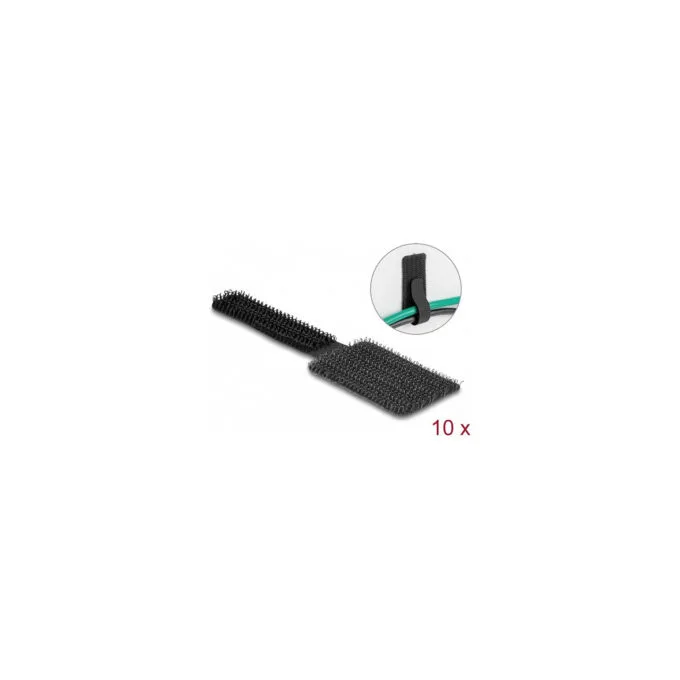 Delock Mini Klett-Kabelhalter L 90 mm x B 24 mm selbstklebend 10 Stück schwarz — image 3
