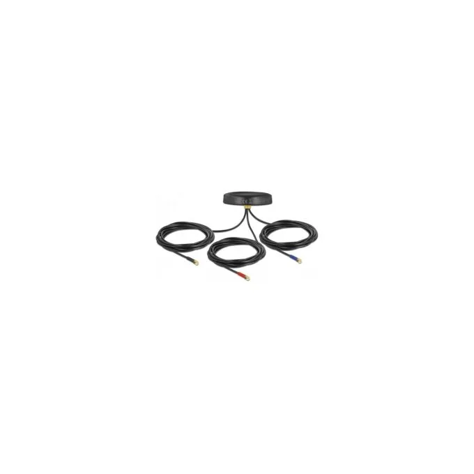 DELOCK Multiband LTE UMTS GSM GNSS Antenne 3xSMA Stecker omnidirektional Dachmontage schwarz outdoor — image 1