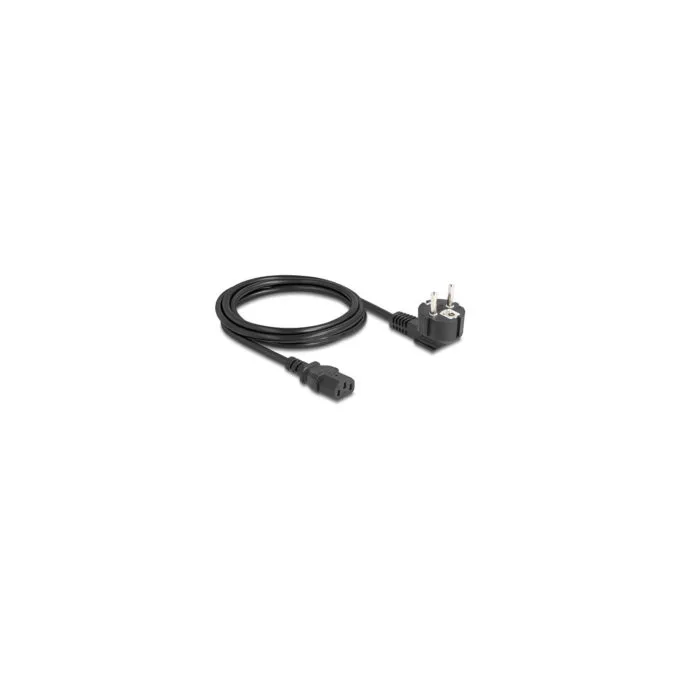 Delock Netzkabel PC Schutzkontaktstecker CEE 7 7 90° gewinkelt auf C13 Buchse. 2 m. 3 x 0.75 mm2 schwarz — image 1