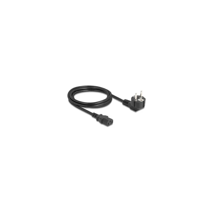 Delock Netzkabel PC Schutzkontaktstecker CEE 7 7 90° gewinkelt auf C13 Buchse. 2 m. 3 x 1.00 mm2 schwarz — image 1