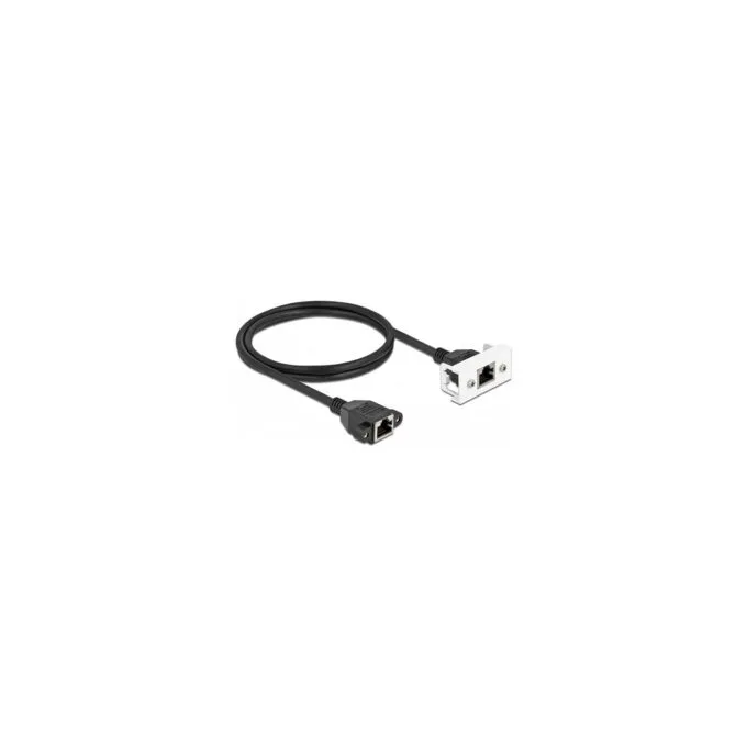 Delock Netzwerk Verlängerungskabel für Easy 45 Modul S FTP RJ45 Buchse zu RJ45 Buchse Cat.6A 1 m schwarz weiß — image 1