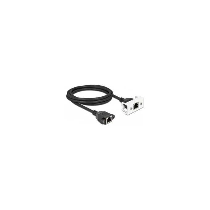 Delock Netzwerk Verlängerungskabel für Easy 45 Modul S FTP RJ45 Buchse zu RJ45 Buchse Cat.6A 2 m schwarz weiß — image 1