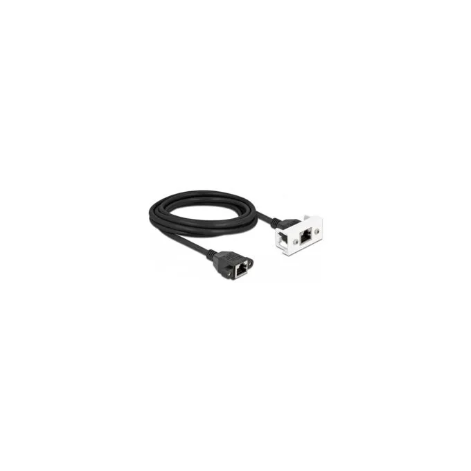 Delock Netzwerk Verlängerungskabel für Easy 45 Modul S FTP RJ45 Buchse zu RJ45 Buchse Cat.6A 3 m schwarz weiß — image 1