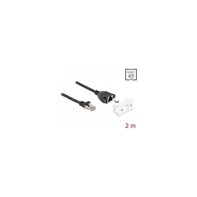 Delock Netzwerk Verlängerungskabel für Easy 45 Modul S FTP RJ45 Stecker zu RJ45 Buchse Cat.6A 2 m schwarz weiß — image 3