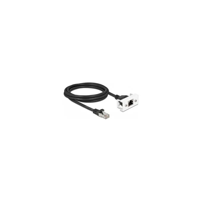 Delock Netzwerk Verlängerungskabel für Easy 45 Modul S FTP RJ45 Stecker zu RJ45 Buchse Cat.6A 2 m schwarz weiß — image 1