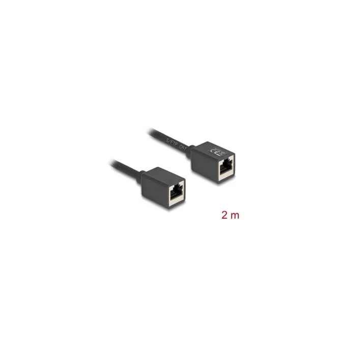 Delock Netzwerk Verlängerungskabel Kupplung RJ45 Buchse zu RJ45 Buchse Cat.6A S FTP 2 m schwarz — image 2