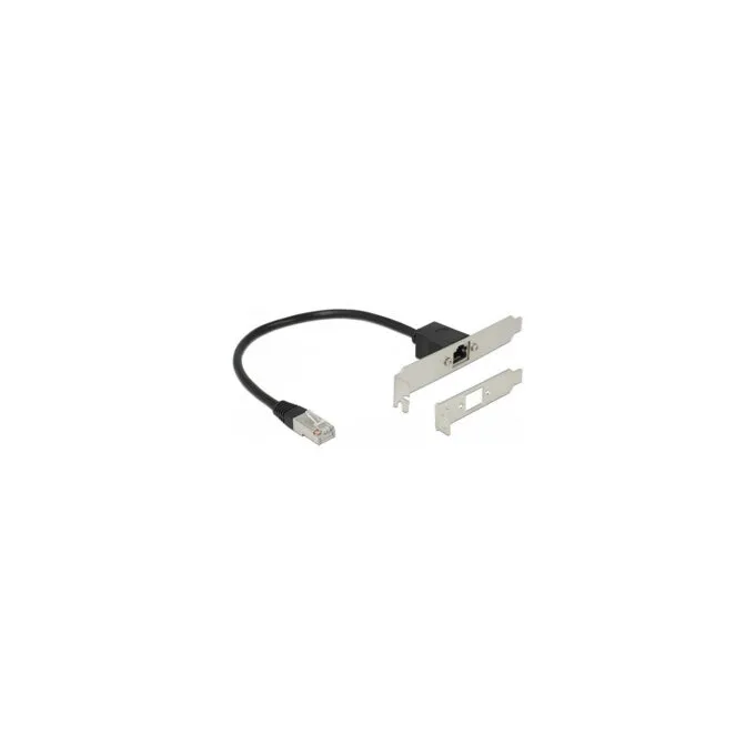 Delock Netzwerk Verlängerungskabel RJ45 Cat.5e 30 cm mit Standard und Low Profile Slotblende — image 1