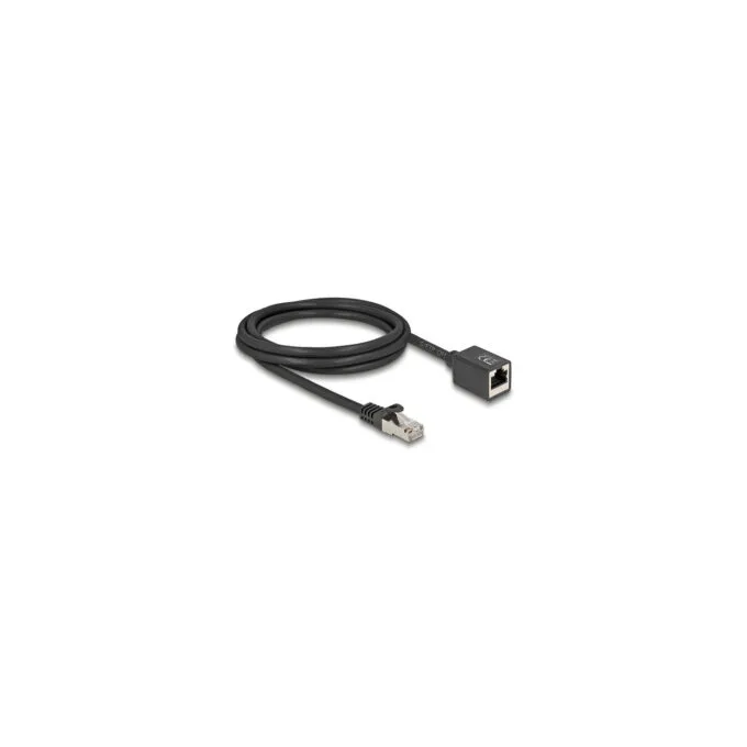Delock Netzwerk Verlängerungskabel RJ45 Stecker zu RJ45 Buchse Cat.6A S FTP 2 m schwarz — image 1