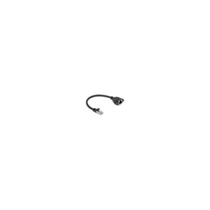 Delock Netzwerk Verlängerungskabel S FTP RJ45 Stecker zu RJ45 Buchse Cat.6A flache Ausführung 0.25 m schwarz — image 1
