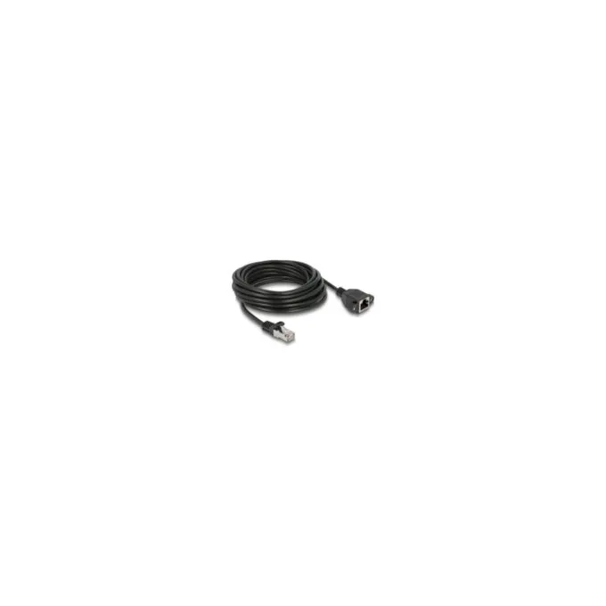 Delock Netzwerk Verlängerungskabel S FTP RJ45 Stecker zu RJ45 Buchse Cat.6A flache Ausführung 5 m schwarz — image 1