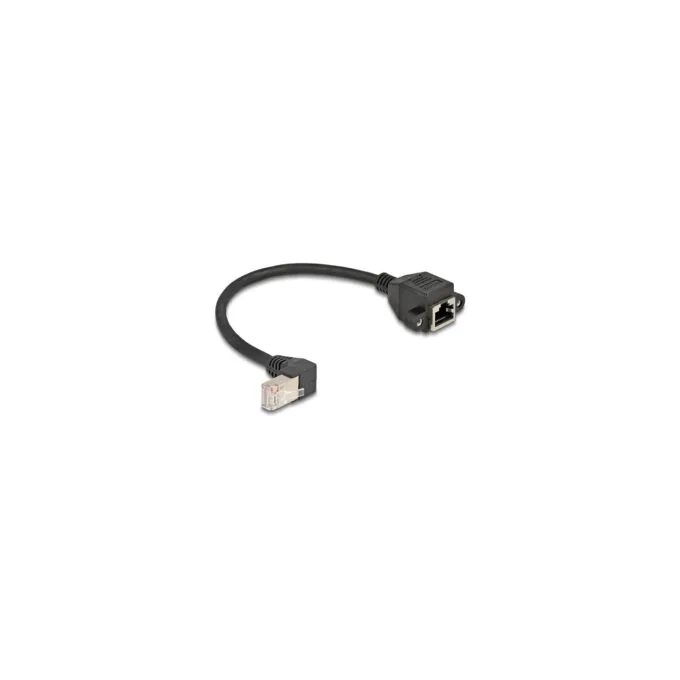 Delock Netzwerk Verlängerungskabel S FTP Stecker RJ45 Stecker 90° gewinkelt zu RJ45 Einbaubuchse Cat.6A 0.25 m schwarz — image 2