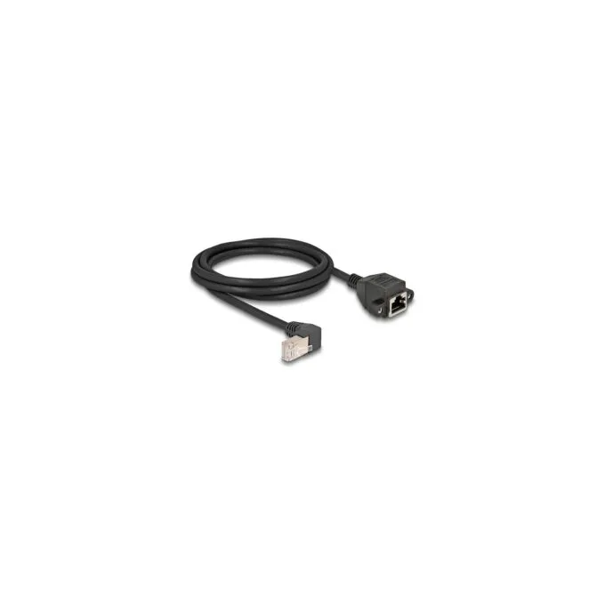 Delock Netzwerk Verlängerungskabel S FTP Stecker RJ45 Stecker 90° gewinkelt zu RJ45 Einbaubuchse Cat.6A 2 m schwarz — image 2