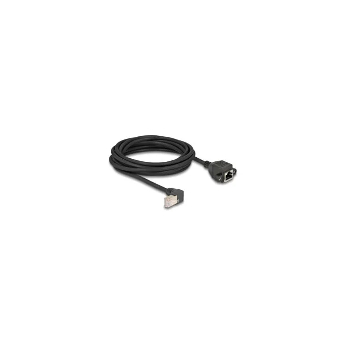 Delock Netzwerk Verlängerungskabel S FTP Stecker RJ45 Stecker 90° gewinkelt zu RJ45 Einbaubuchse Cat.6A 5 m schwarz — image 2