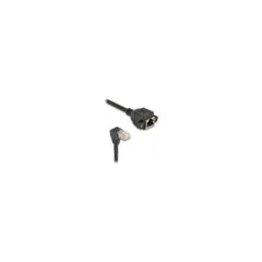 Delock Netzwerk Verlängerungskabel S FTP Stecker RJ45 Stecker 90° gewinkelt zu RJ45 Einbaubuchse Cat.6A 5 m schwarz