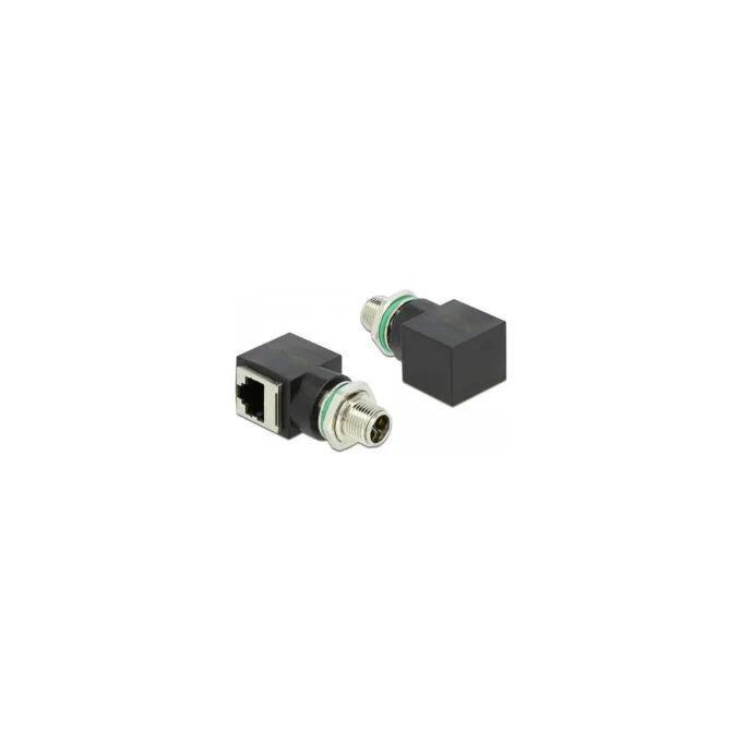 Delock Netzwerkadapter M12 X-kodiert 8 Pin Stecker zu RJ45 Buchse — image 1
