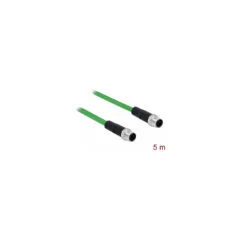 Delock Netzwerkkabel M12 D-kodiert 4 Pin Stecker zu Stecker TPU 5 m
