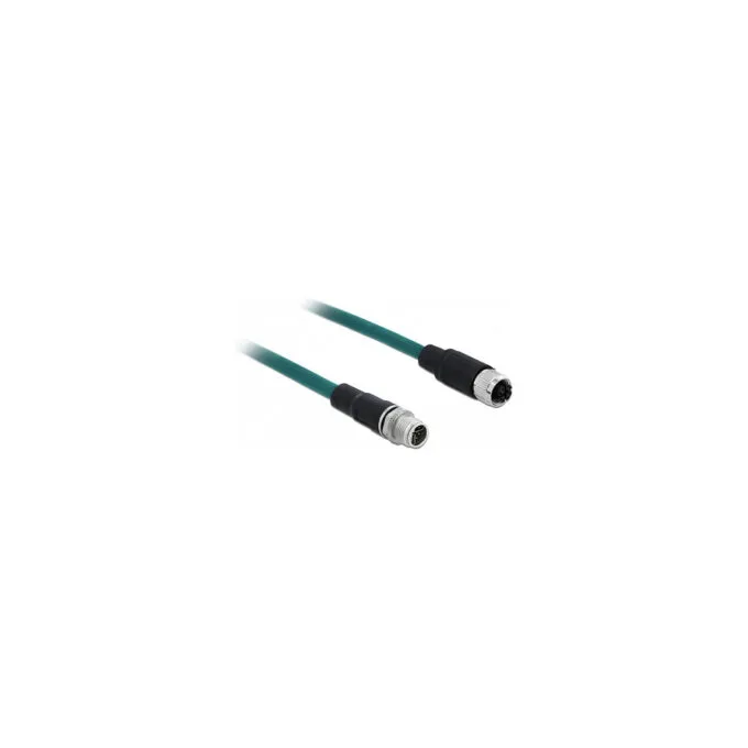 Delock Netzwerkkabel M12 X-kodiert 8 Pin Stecker zu Buchse PUR (TPU) 1 m — image 1