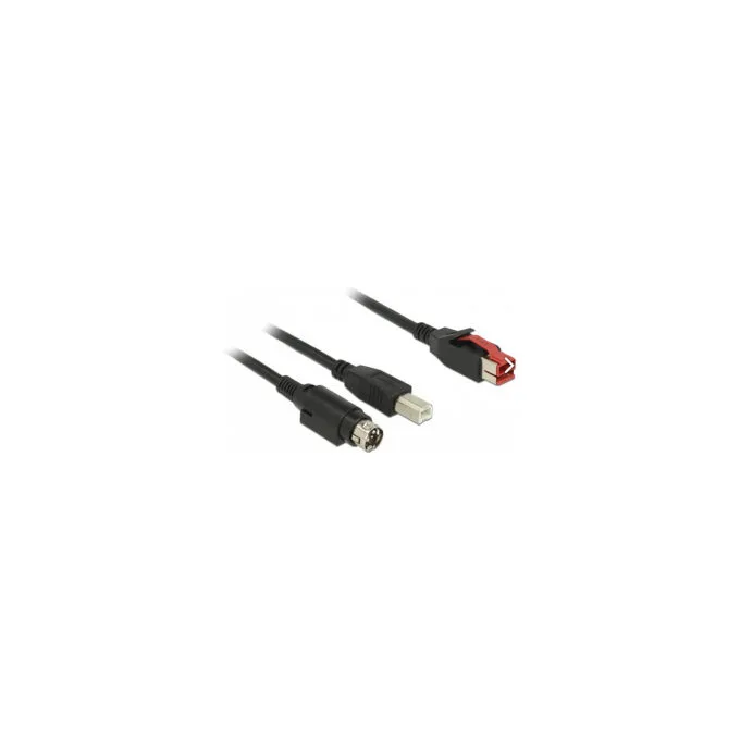 Delock PoweredUSB Kabel Stecker 24 V to USB Typ-B Stecker + Hosiden Mini-DIN 3 Pin Stecker 2 m für POS Drucker und Ter... — image 1