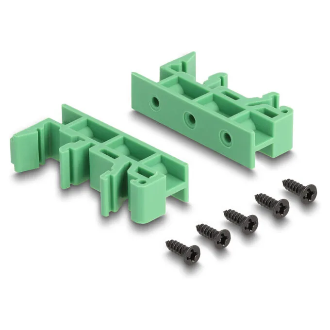 Delock RJ45 2 x Buchse zu 2 x Terminalblock mit Drucktaster für Hutschiene gewinkelt — image 3