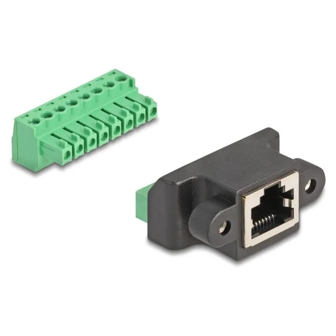 Delock RJ45 Buchse zu Terminalblock Adapter zum Einbau 8 Pin 2-teilig — image 2