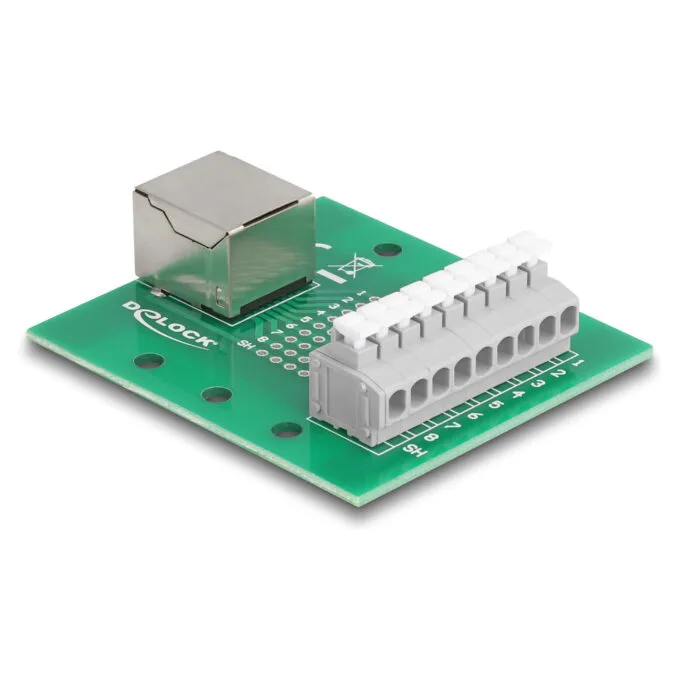 Delock RJ45 Buchse zu Terminalblock mit Drucktaster für Hutschiene — image 2