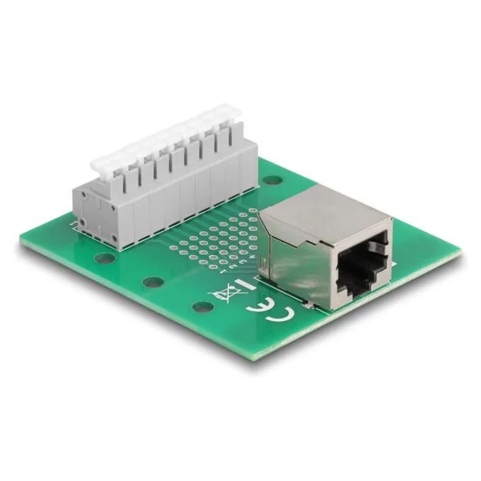 Delock RJ45 Buchse zu Terminalblock mit Drucktaster für Hutschiene — image 1