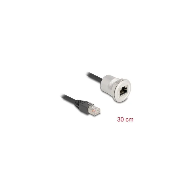Delock RJ45 Einbaubuchse mit Kabelpeitsche Stecker Cat.5e STP 30 cm Aluminium — image 2