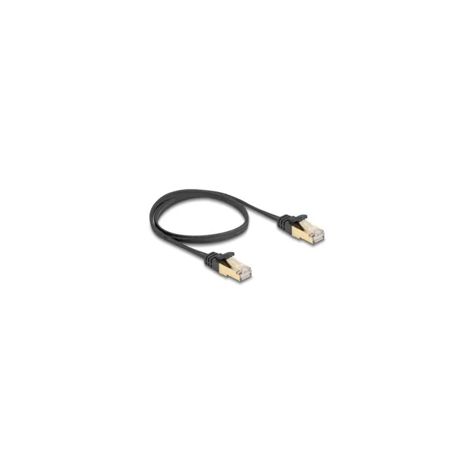 Delock RJ45 Flachband Netzwerkkabel mit Geflechtmantel Cat.6A U FTP Stecker zu Stecker 0.5 m schwarz — image 2