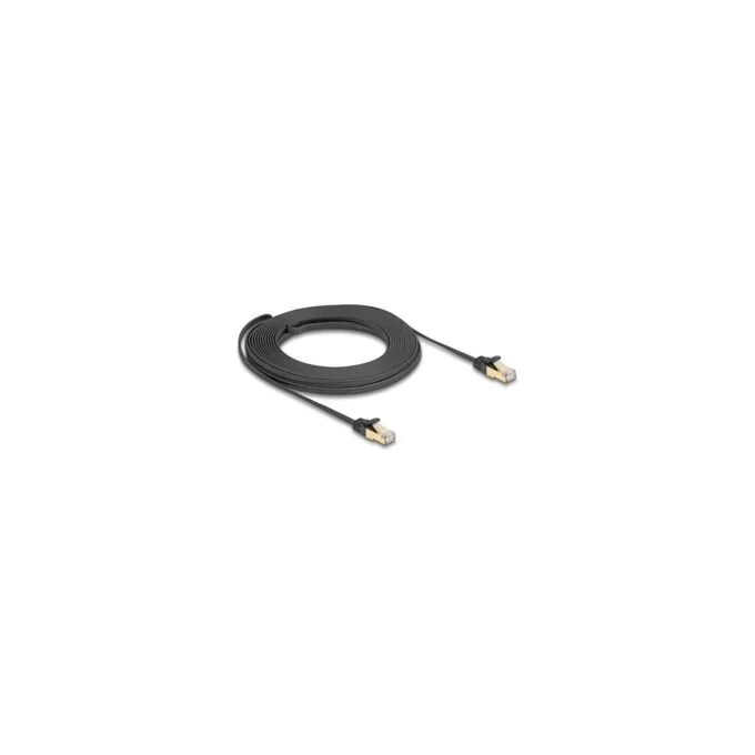 Delock RJ45 Flachband Netzwerkkabel mit Geflechtmantel Cat.6A U FTP Stecker zu Stecker 10 m schwarz — image 2