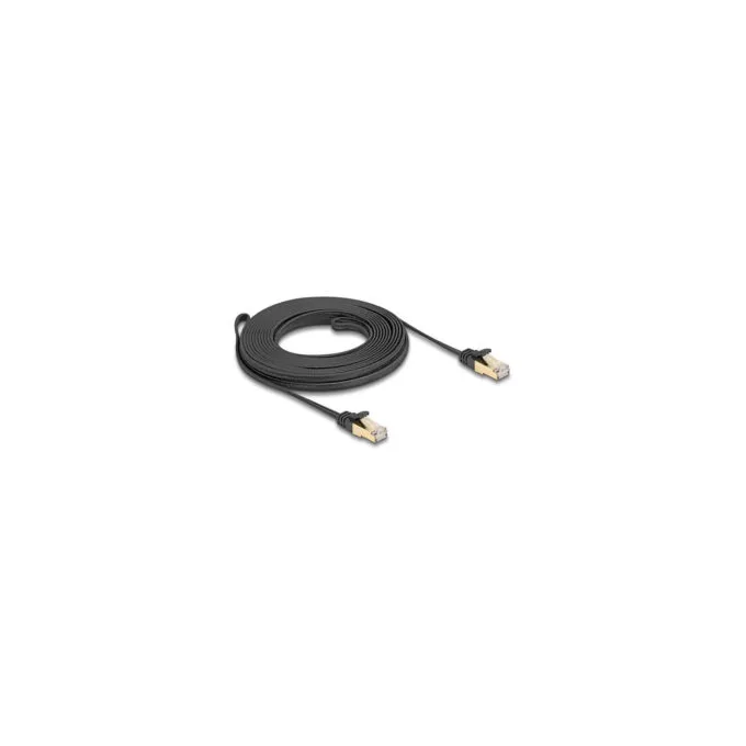 Delock RJ45 Flachband Netzwerkkabel mit Geflechtmantel Cat.6A U FTP Stecker zu Stecker 7.5 m schwarz — image 3