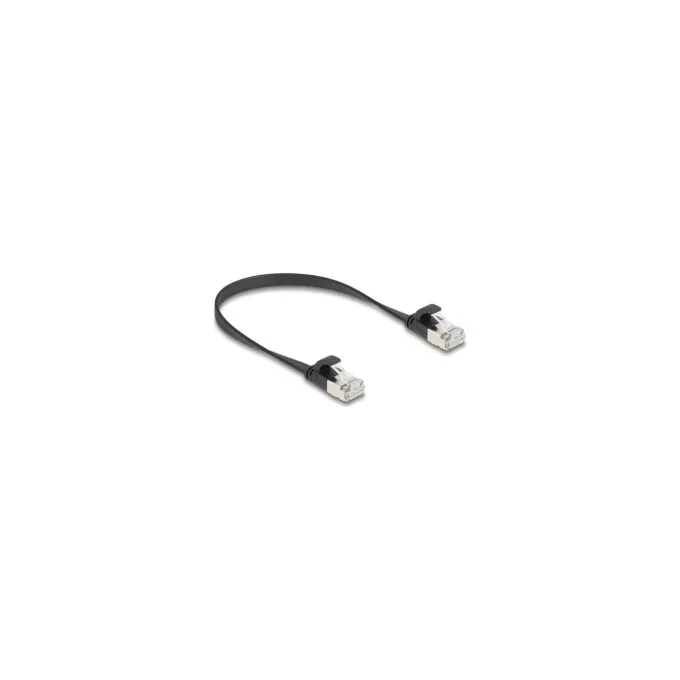 Delock RJ45 Flachband Patchkabel Stecker zu Stecker Cat.6A U FTP 0.25 m schwarz — image 2