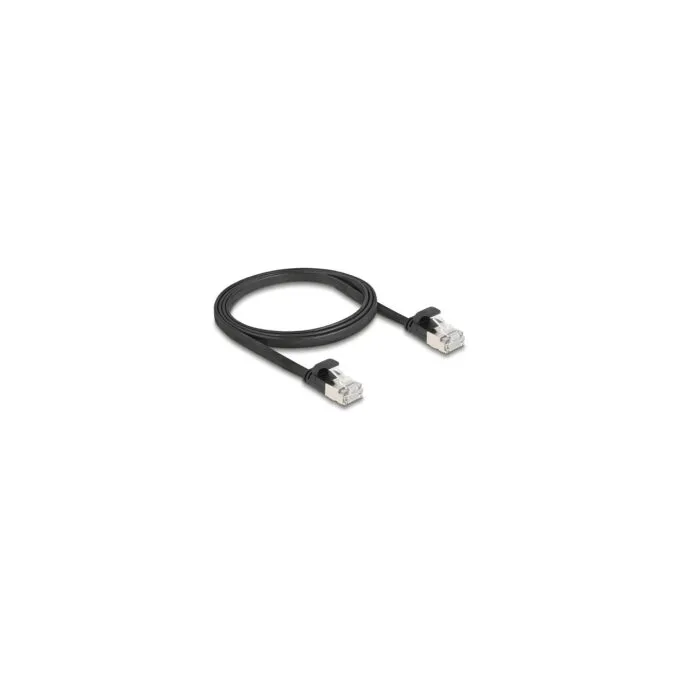 Delock RJ45 Flachband Patchkabel Stecker zu Stecker Cat.6A U FTP 1 m schwarz — image 2