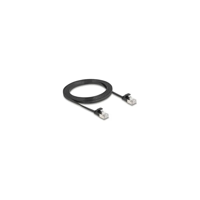 Delock RJ45 Flachband Patchkabel Stecker zu Stecker Cat.6A U FTP 2 m schwarz — image 2