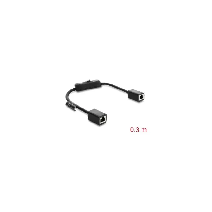 Delock RJ45 Kabel Buchse zu Buchse mit Schalter Cat.6 F UTP 0.3 m - Netzwerkschaltung schwarz — image 1