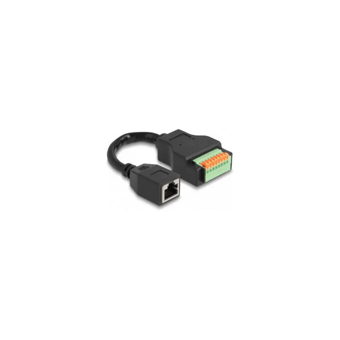 Delock RJ45 Kabel Cat.5e Buchse zu Terminalblock Adapter mit Drucktaster 15 cm — image 1