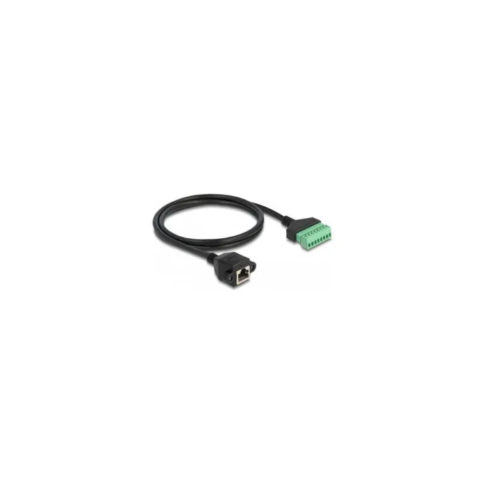DeLock RJ45 Kabel Cat.6 Buchse zu Terminalblock Adapter zum Einbau 1 m 2-teilig — image 1