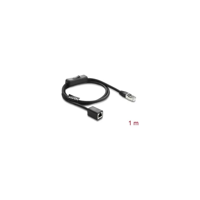 Delock RJ45 Kabel Stecker zu Buchse mit Schalter Cat.6 F UTP 1 m - Netzwerkschaltung schwarz — image 1