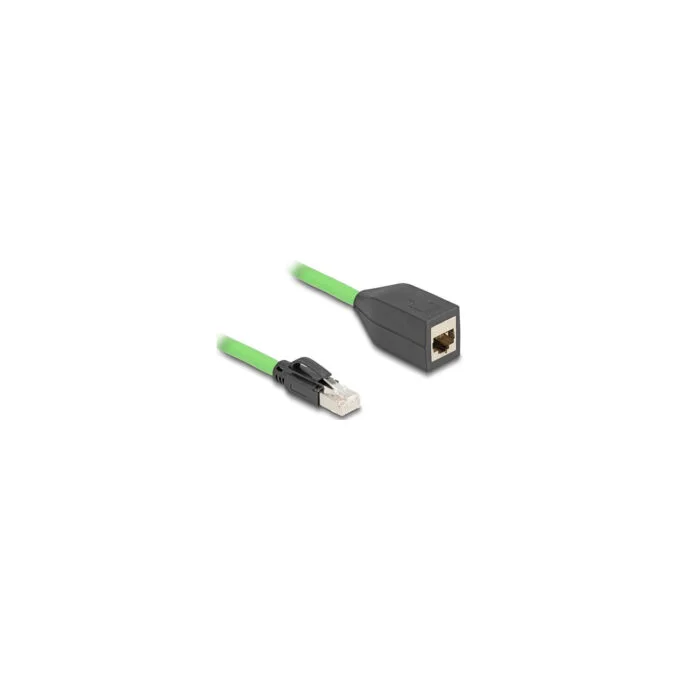 Delock RJ45 Netzwerk Verlängerungskabel Cat.6A Stecker zu Buchse SF UTP schleppkettentauglich PUR (TPU) 5 m grün — image 1