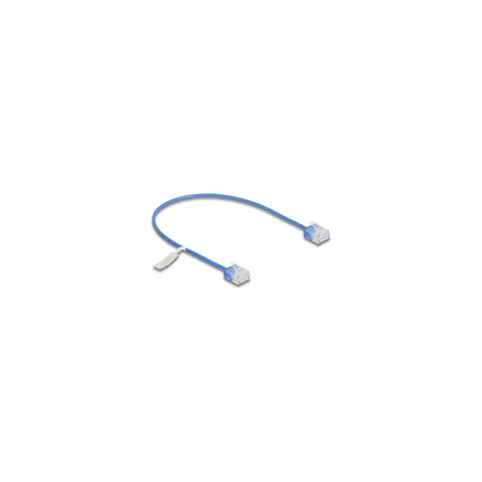 Delock RJ45 Netzwerkkabel Cat.6 UTP Ultra Slim 0.3 m blau mit kurzen Steckern — image 1