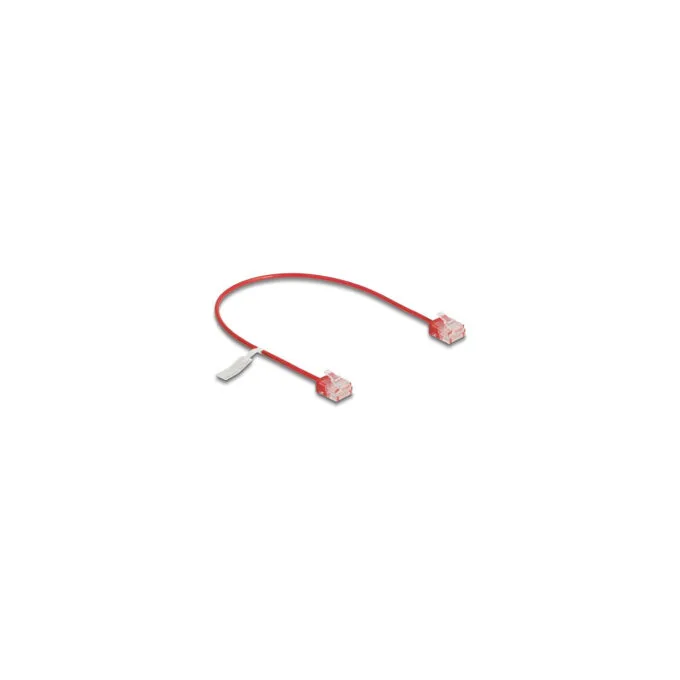 Delock RJ45 Netzwerkkabel Cat.6 UTP Ultra Slim 0.3 m rot mit kurzen Steckern — image 1