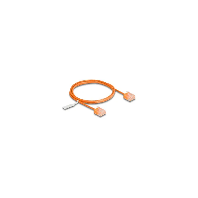 Delock RJ45 Netzwerkkabel Cat.6 UTP Ultra Slim 1 m orange mit kurzen Steckern — image 1