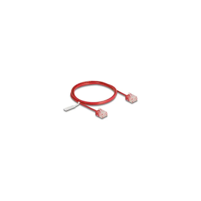 Delock RJ45 Netzwerkkabel Cat.6 UTP Ultra Slim 1 m rot mit kurzen Steckern — image 1